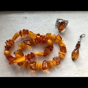 Amber bracelet, ring and pendant